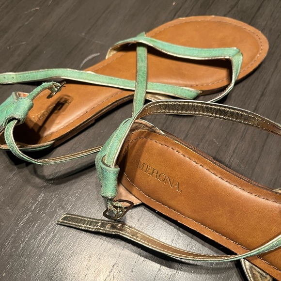 Merona Turquoise Strappy Sandals - Picture 3 of 3